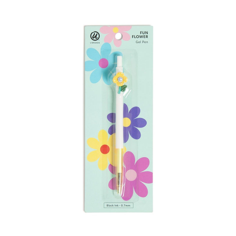 U Brands Retractable Gel Pen Flower Black Ink