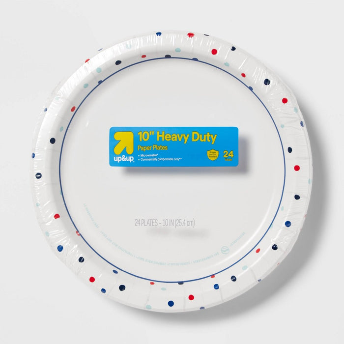 Disposable Paper Plates 10" - Dots - 24ct - up&up