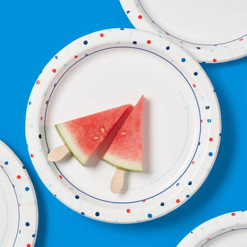 Disposable Paper Plates 10" - Dots - 24ct - up&up