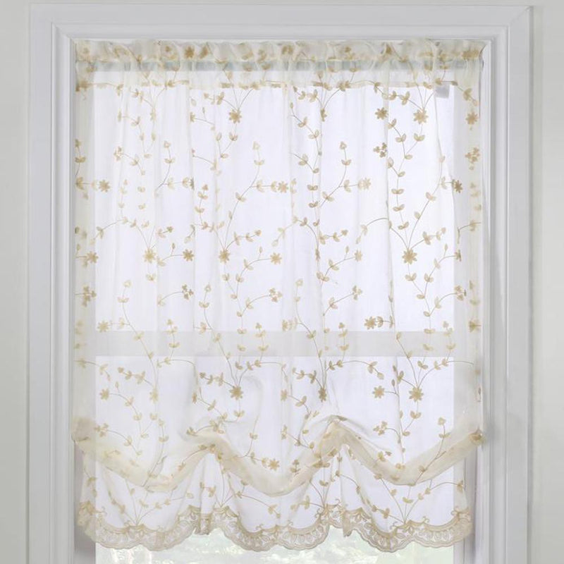 Grandeur Deep Scalloped Embroidery Balloon Curtain 52" x 63" Cream by Habitat