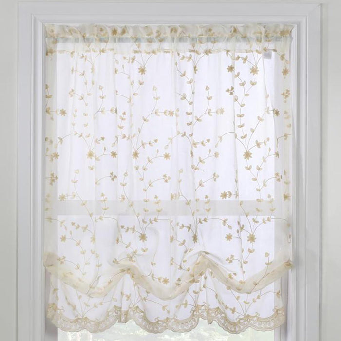Grandeur Deep Scalloped Embroidery Balloon Curtain 52" x 63" Cream by Habitat
