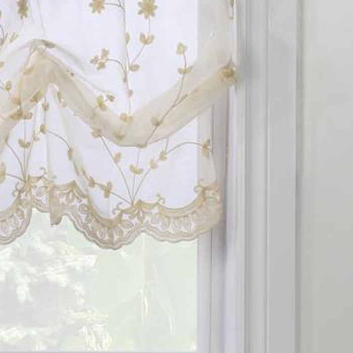Grandeur Deep Scalloped Embroidery Balloon Curtain 52" x 63" Cream by Habitat