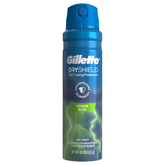 Gillette Dry Spray Antiperspirant and Deodorant for Men - Power Rush - 4.3oz