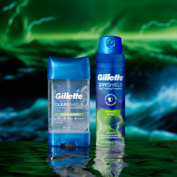 Gillette Dry Spray Antiperspirant and Deodorant for Men - Power Rush - 4.3oz