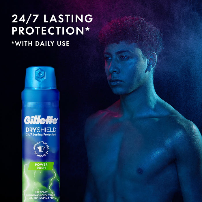 Gillette Dry Spray Antiperspirant and Deodorant for Men - Power Rush - 4.3oz
