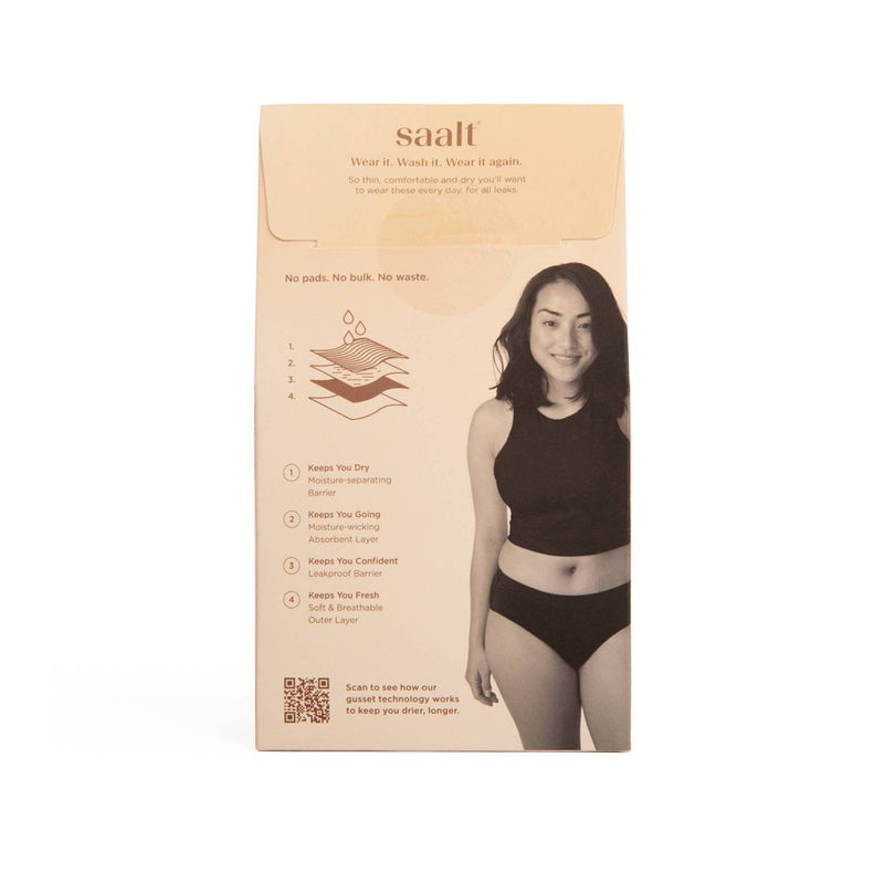 Saalt Heavy Absorbency Briefs Super Soft Modal Comfort Leak Proof Women's Period Underwear - Volcanic Black - S