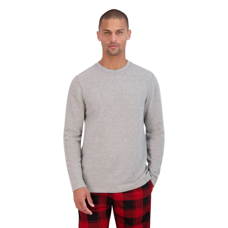 Hanes Originals Men's 2pc Comfort Fleece Sleep Pajama Set - Gray/Red Buffalo Check L