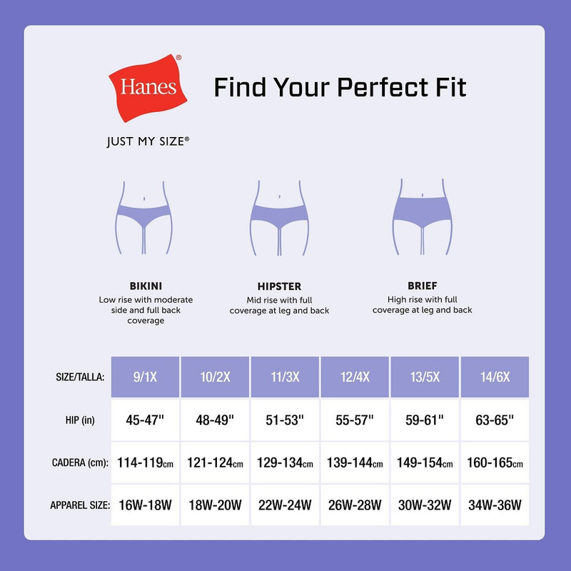Just My Size by Hanes Women's 6pk Breathable Cotton High-Waisted Briefs - Pink/Green/Purple 11