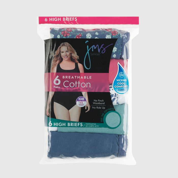 Just My Size by Hanes Women's 6pk Breathable Cotton High-Waisted Briefs - Pink/Green/Purple 11