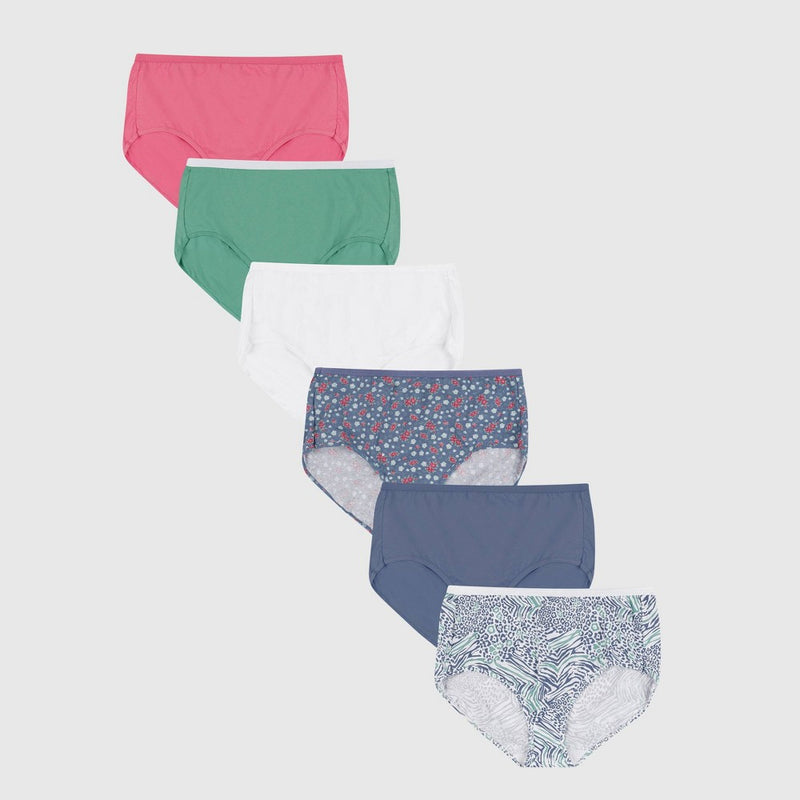 Just My Size by Hanes Women's 6pk Breathable Cotton High-Waisted Briefs - Pink/Green/Purple 11