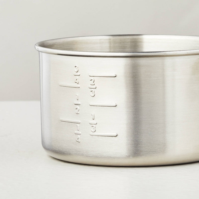 4pc Measuring Cup Set Vintage Silver Finish - Hearth & Hand with Magnolia: Stainless Steel, Nesting, Dishwasher-Safe