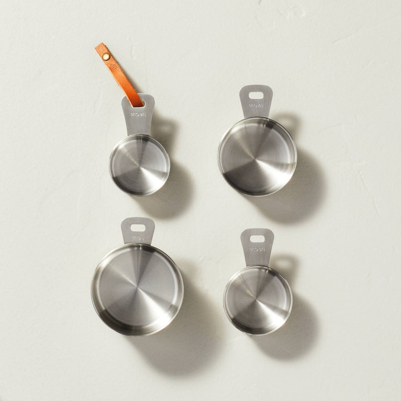 4pc Measuring Cup Set Vintage Silver Finish - Hearth & Hand with Magnolia: Stainless Steel, Nesting, Dishwasher-Safe