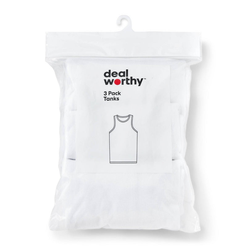 Men's Tank Top 3pk - Dealworthy White L