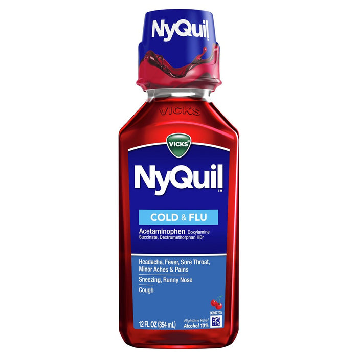 Vicks NyQuil Cold & Flu Medicine Liquid - Cherry - 12 fl oz