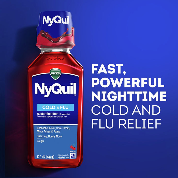 Vicks NyQuil Cold & Flu Medicine Liquid - Cherry - 12 fl oz