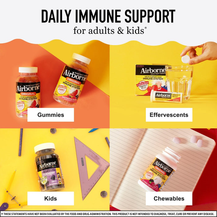 Airborne Immune Support Effervescent Tablets with Vitamin C & Zinc - Very Berry - 10ct