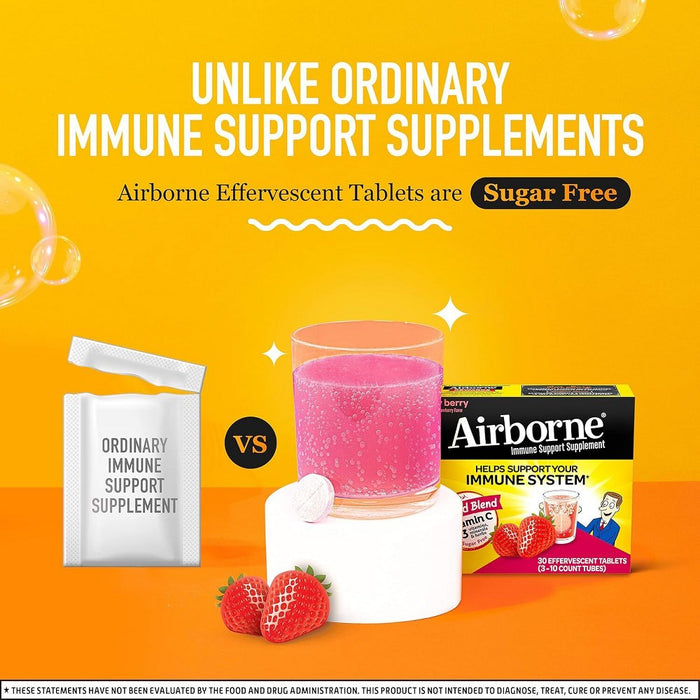 Airborne Immune Support Effervescent Tablets with Vitamin C & Zinc - Very Berry - 10ct