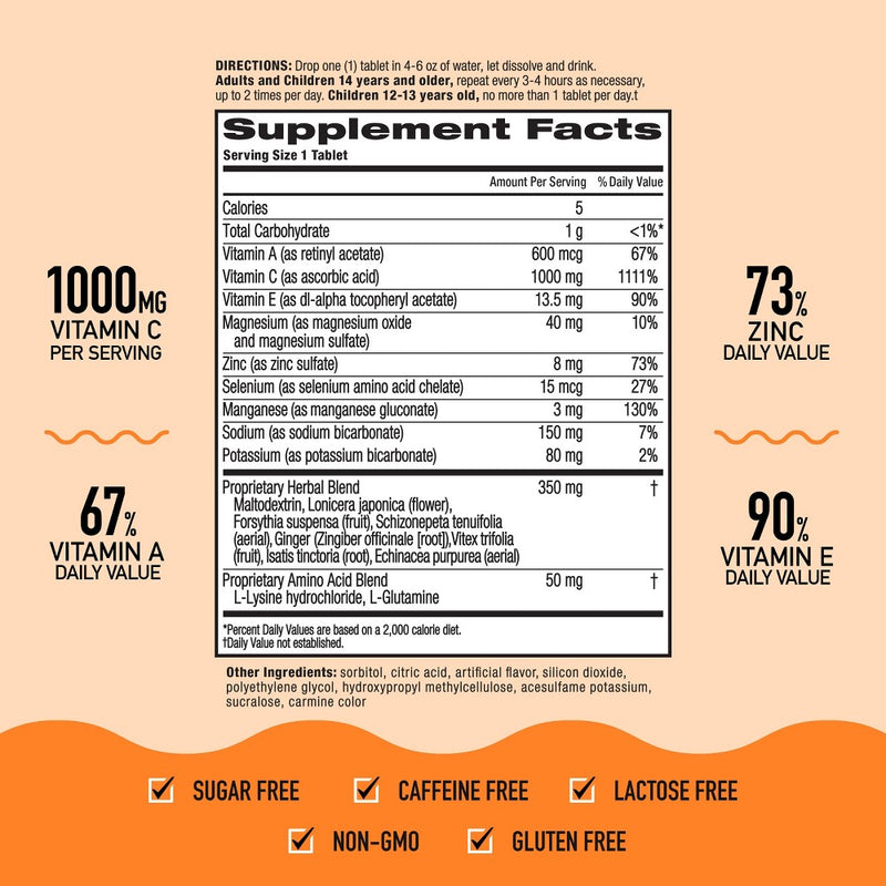 Airborne Immune Support Effervescent Tablets with Vitamin C & Zinc - Very Berry - 10ct