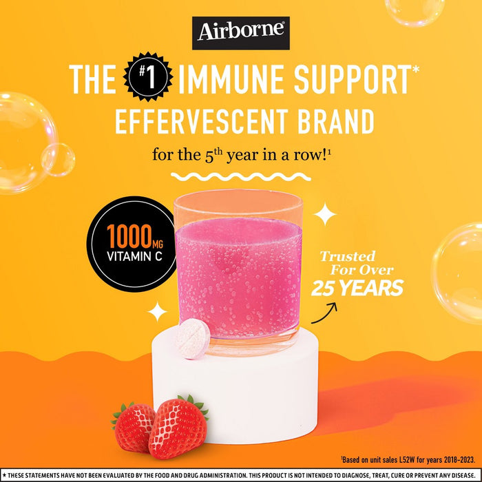 Airborne Immune Support Effervescent Tablets with Vitamin C & Zinc - Very Berry - 10ct