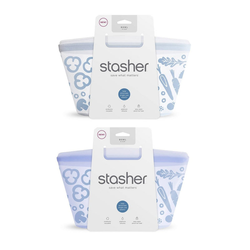 stasher Reusable Food Storage Bowl - 4 Cup - Mystery Color (Clear/Lavender)