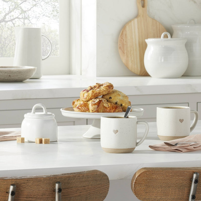 12oz Stoneware Heart Mug Cream/Clay - Hearth & Hand with Magnolia: Farmhouse Style, Wax Resist Detail