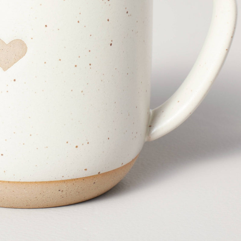 12oz Stoneware Heart Mug Cream/Clay - Hearth & Hand with Magnolia: Farmhouse Style, Wax Resist Detail