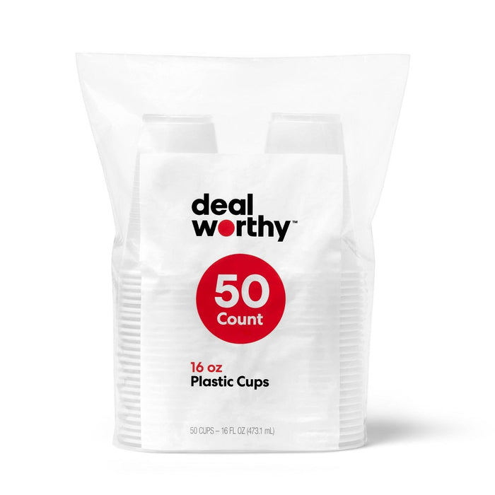 Clear Disposable Cups - 16 fl oz/50ct - Dealworthy