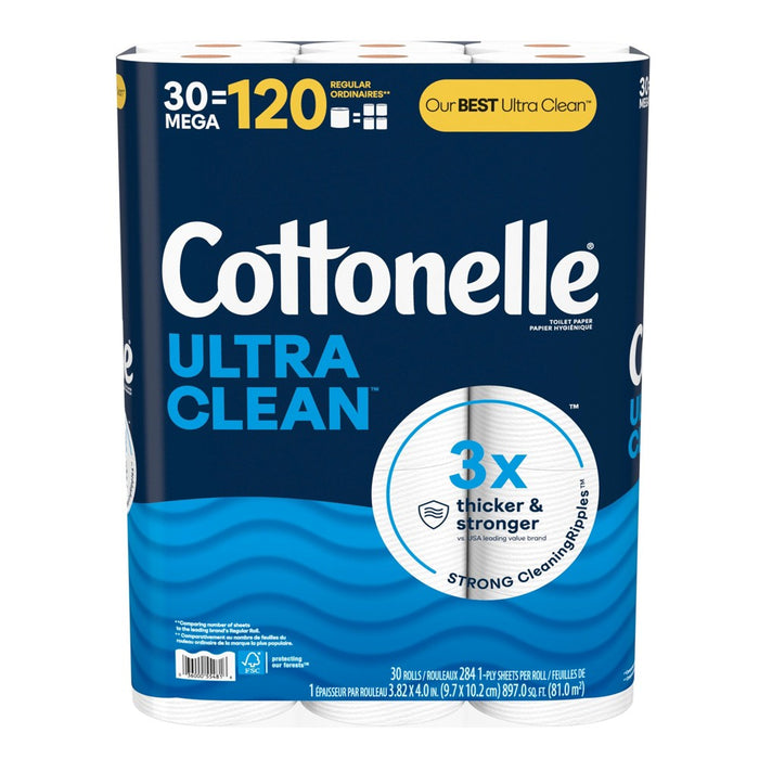 Cottonelle Ultra Clean Strong Toilet Paper - 30 Mega Rolls