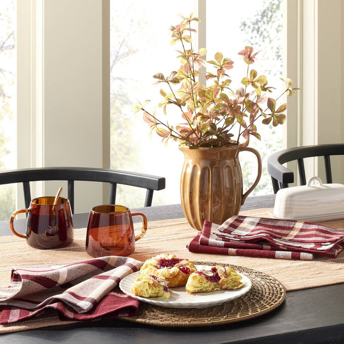 4pk Fall Plaid Cloth Napkins Burgundy - Hearth & Hand with Magnolia