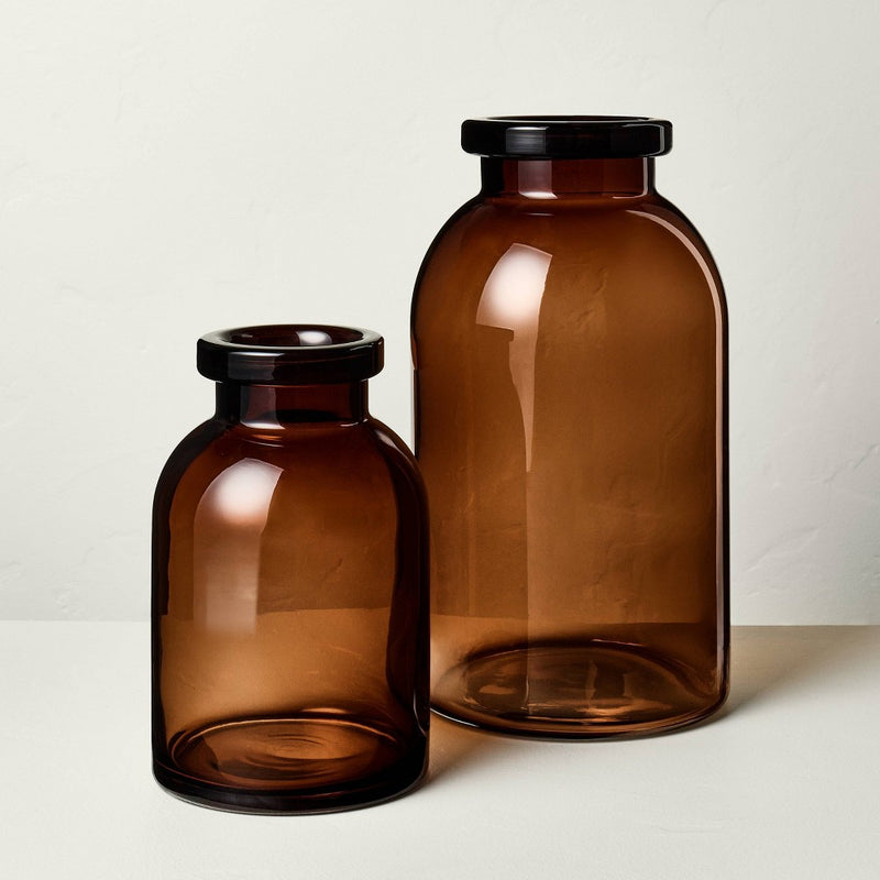 14" Tinted Glass Jug Vase Amber - Hearth & Hand with Magnolia