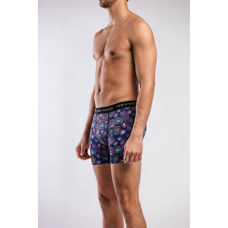 Pair of Thieves Men's Super Fit Boxer Briefs 2pk - Purple/Green Amoeba L: Moisture-Wicking, Mid Rise, Microfiber