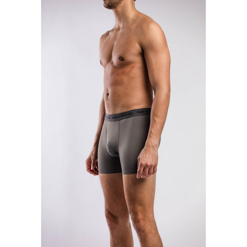Pair of Thieves Men's Super Fit Boxer Briefs 2pk - Purple/Green Amoeba L: Moisture-Wicking, Mid Rise, Microfiber