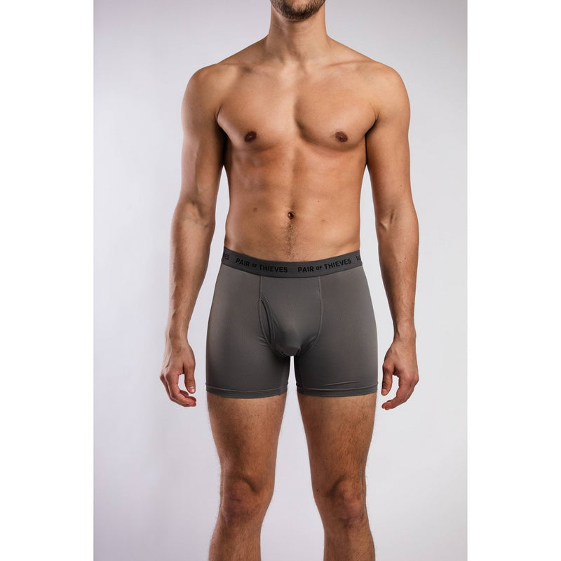Pair of Thieves Men's Super Fit Boxer Briefs 2pk - Purple/Green Amoeba L: Moisture-Wicking, Mid Rise, Microfiber
