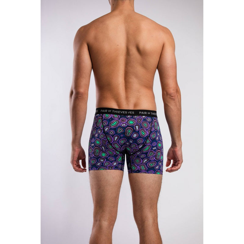 Pair of Thieves Men's Super Fit Boxer Briefs 2pk - Purple/Green Amoeba L: Moisture-Wicking, Mid Rise, Microfiber