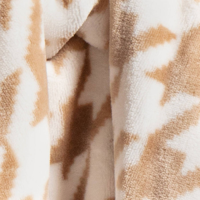 Printed Plush Houndstooth Throw with Faux Shearling Reverse Neutral/Cream - Threshold (LOCAL PICKUP ONLY)