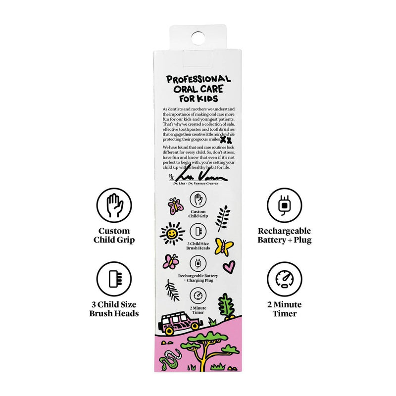 Made By Dentists Kids Rechargeable Electric Toothbrush with 2 Replacement Toothbrush Heads and Charger - Cheetah