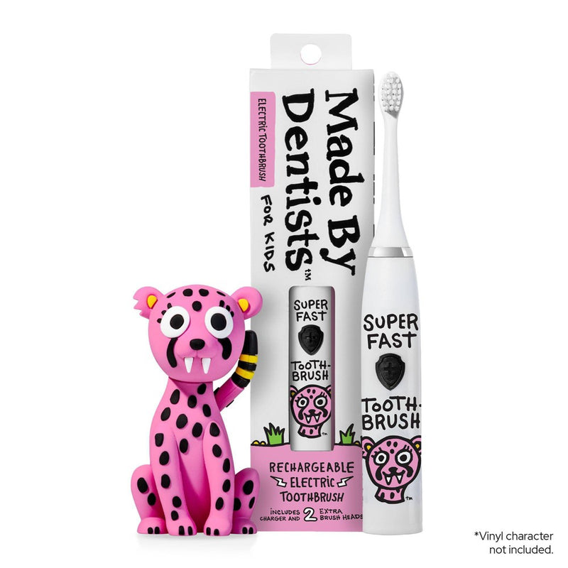 Made By Dentists Kids Rechargeable Electric Toothbrush with 2 Replacement Toothbrush Heads and Charger - Cheetah