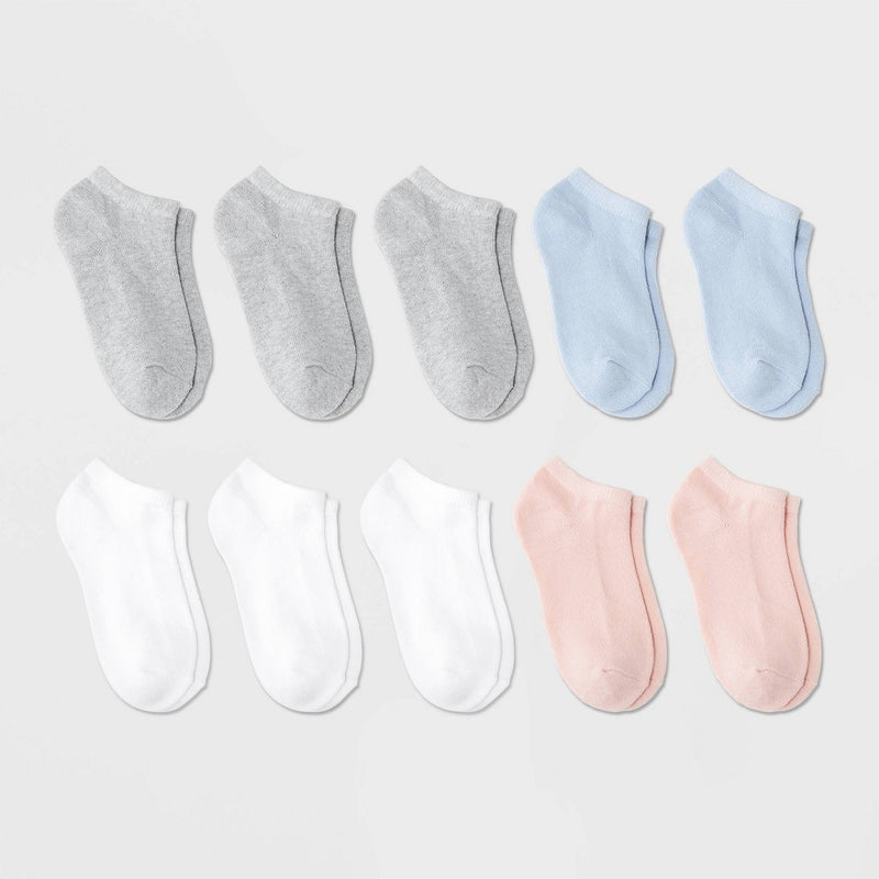 Girls' 10pk Low Cut Socks - Cat & Jack Pink/White/Blue L