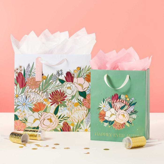 Wedding Floral Square Gift Bag - Spritz