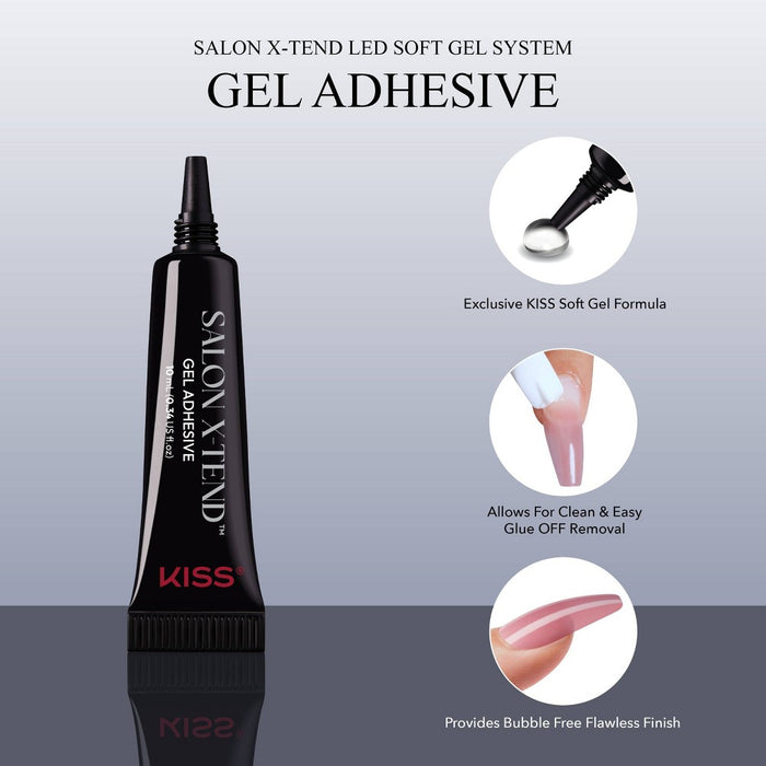 KISS Products Salon X-tend LED Soft Gel Adhesive Fake Nails - 0.34 fl oz