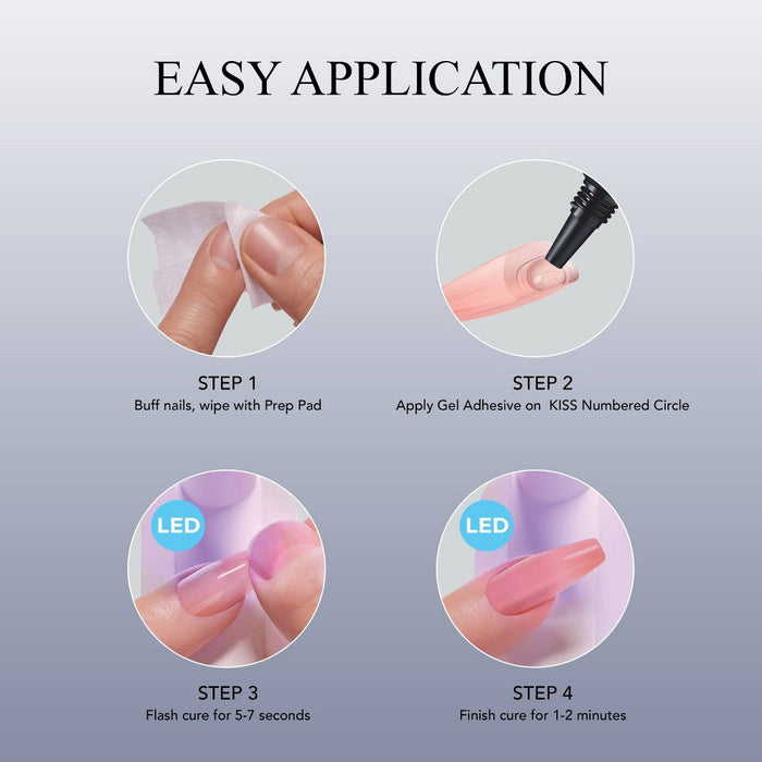 KISS Products Salon X-tend LED Soft Gel Adhesive Fake Nails - 0.34 fl oz