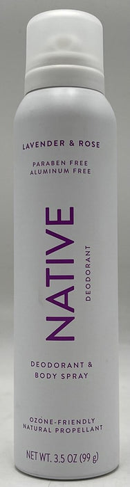 Native Aluminum Free Deodorant Spray Lavender and Rose - 3.5 oz