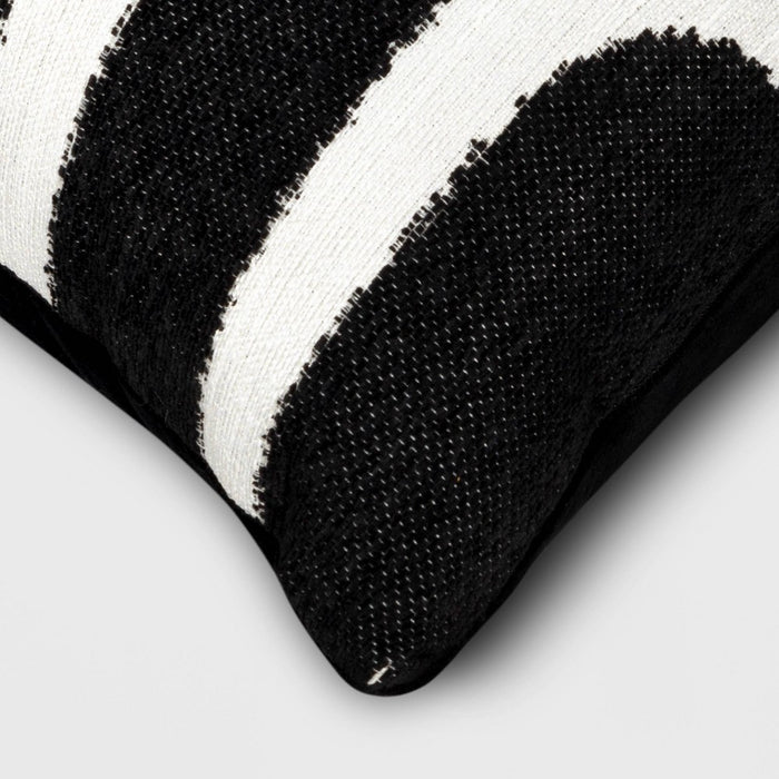Linework Jacquard Lumbar Throw Pillow Black/Ivory - Threshold