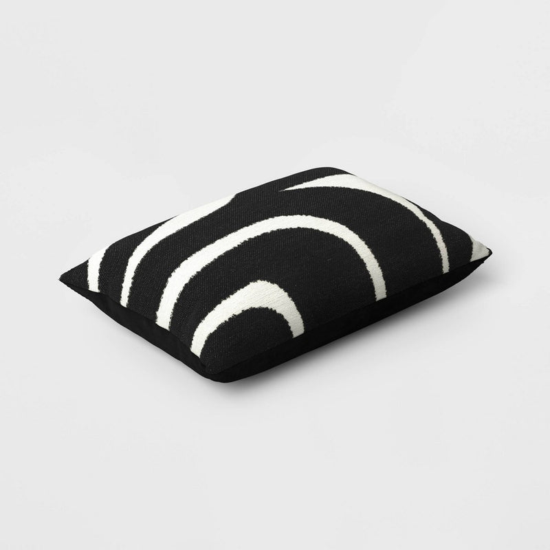 Linework Jacquard Lumbar Throw Pillow Black/Ivory - Threshold