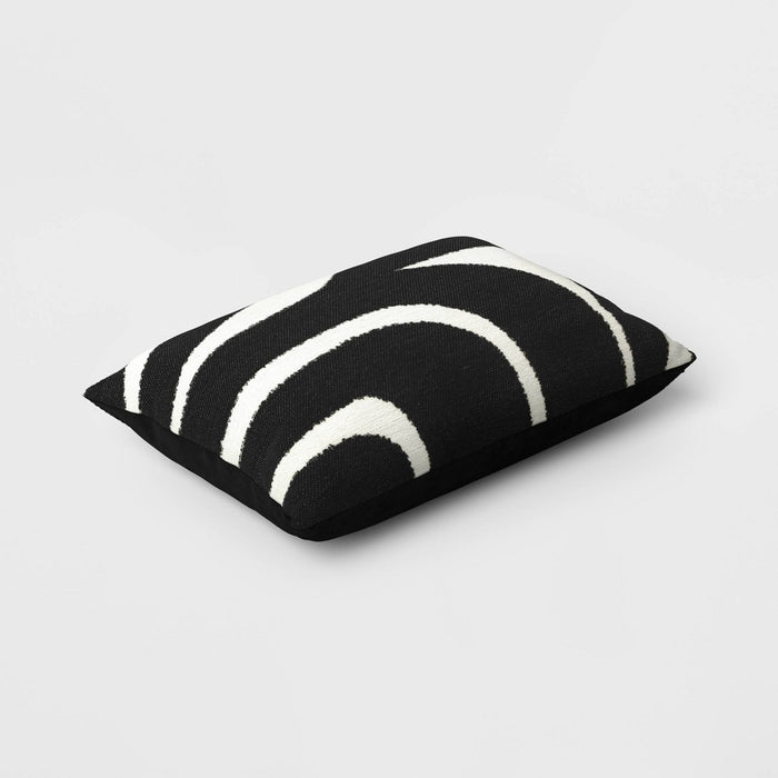 Linework Jacquard Lumbar Throw Pillow Black/Ivory - Threshold