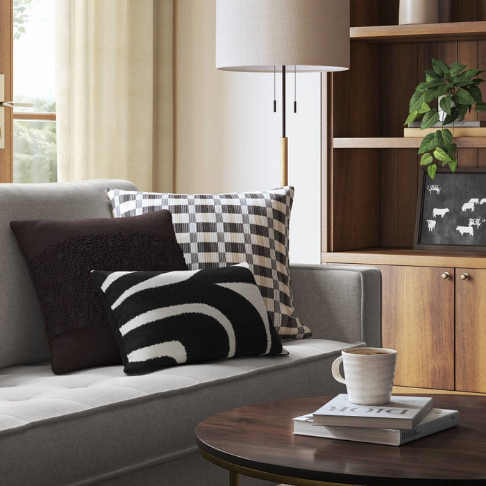 Linework Jacquard Lumbar Throw Pillow Black/Ivory - Threshold