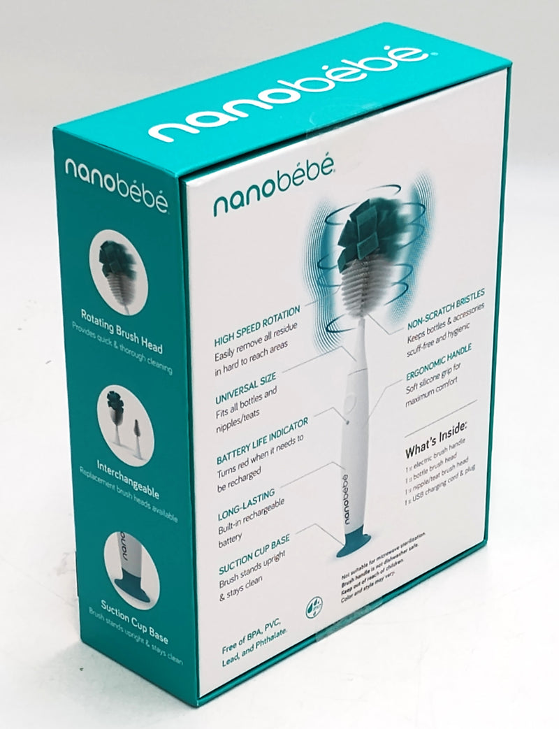 Nanobebe E-Brush Baby Bottle Cleaner - Electric Bottle Cleaning Brush
