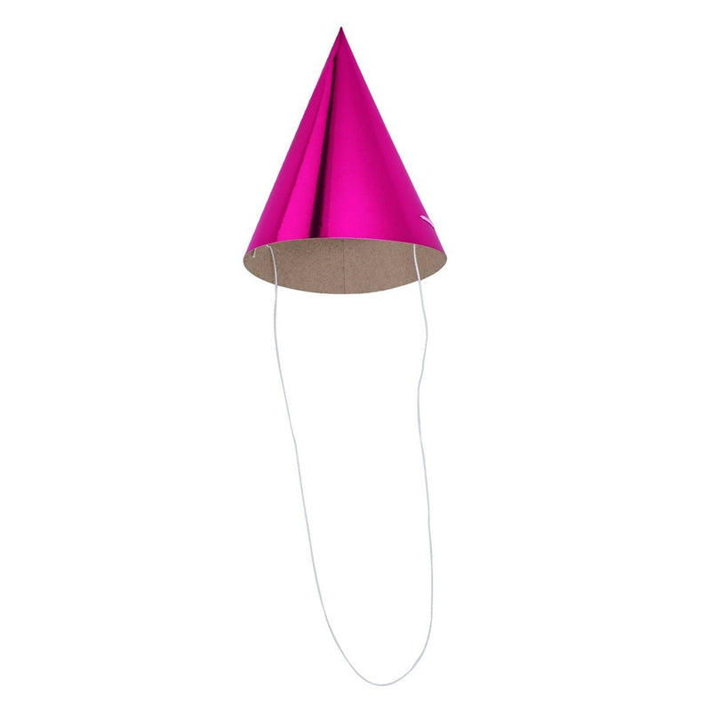 10ct 5" Metallic Foil Party Hats Hot Pink - Spritz