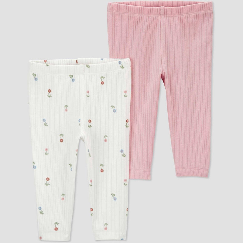 Carter's Just One You Baby Girls' 2pk Pants - Pink/Ivory 6M