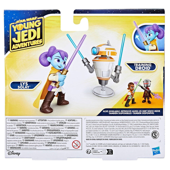Star Wars Young Jedi Adventures Pop-Up Lightsaber Duel Lys Solay and Training Droid Action Figures - 2pk